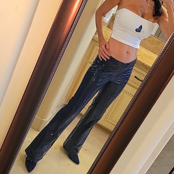 Tiger Mist Pants - Tiger Must Joelle Navy Patent Leather Pant, XS